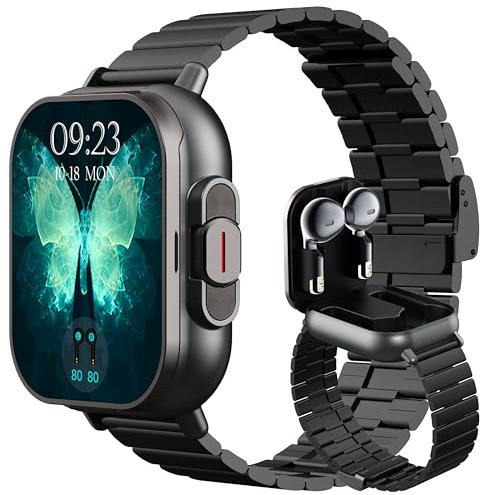findtime Smart Watch with Earbuds, Make/Answer Calls Bluetooth Earphones, Fitness Tracker Heart Rate Blood Pressure Monitor Sleep Tracker, Pedometer Step Calories Counter Smartwatches for iOS Android