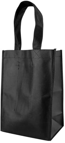 GLADFRESIT Non-Woven Wine Bottle Bag, Reusable Hardwearing Tote Bag with 6 Compartments for Wine Drinks Champagne Bottle Carrier for Gifts Storage Parties Picnics Barbecues Travelling (Black)