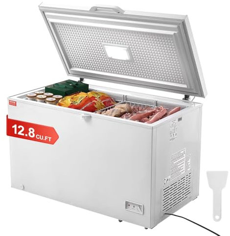 VEVOR Gefriertruhe, 345 L Tiefkühltruhe & 4 Herausnehmbare Körbe, Freistehende Gewerbliche Gefriertruhe mit Offener Tür von Oben & Verschließbarem Deckel, 7-stufig Einstellbare Temperatur