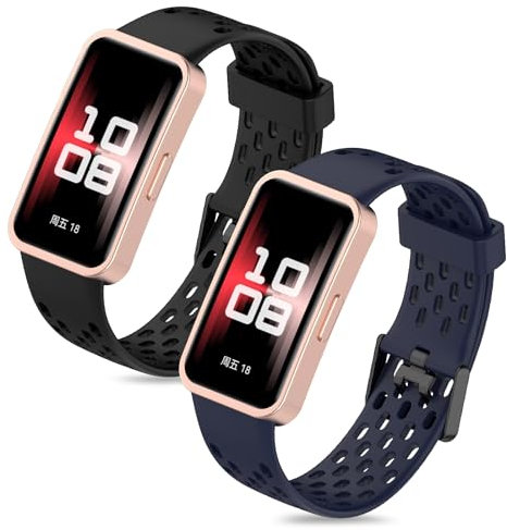 MIJOBS 2 Silikonarmbänder Kompatibel mit Huawei Band 10/9/8 Smartwatch Ersatzbänder, Uhrenzubehör, Weiche, Atmungsaktive, Sportliche Armbänder für HUAWEI 10 9 8