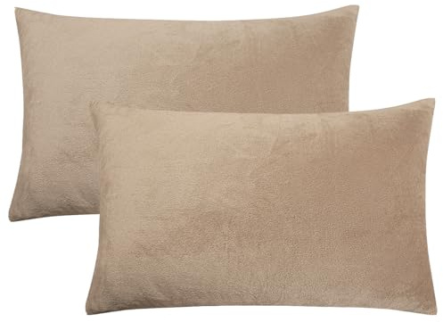 Soifox 2er Set Kissenbezug 40x60cm - Sandy Beige Samt Zierkissenbezüge Weich Flauschig Kuschelig Kissenbezüge Deko Kissen Sofakissen Lendenkissen Wurfkissenbezug Schlafzimmer Kissenhülle
