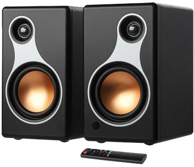AIYIMA S500 Active Bookshelf Speaker 100W Bluetooth 5.0 HiFi Powered RCA Speakers with SUB Output,Coaxial/Optical/RCA Input,for Home Audio Computer TV Game
