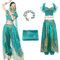 Bi Bi Hou Damen Jasmin Prinzessin Kostüm - Aladdin Arabische Verkleidung Mit Zubehör - Bauchtanz Outfit für Halloween, Karneval, Party, Bühnenauftritt - Erwachsene