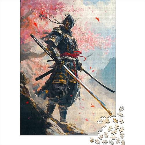 Japan Kirschblüte Puzzle 1000 Teile Puzzle Teilige Japanischer Samurai Spielepuzzles Für Die Ganze Familie Brain Challenge Raumdekoration Lernspiel Spielzeug Geschenk Mehrfarbig 1000pcs (75x50cm)