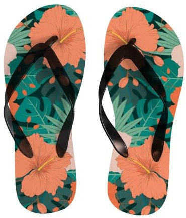 Infradito estive da donna, ciabatte da donna, con piante floreali astratte, esotiche, sandali infradito da spiaggia, comodi e leggeri, per interni ed esterni, Piante Floreali Astratte Es, large