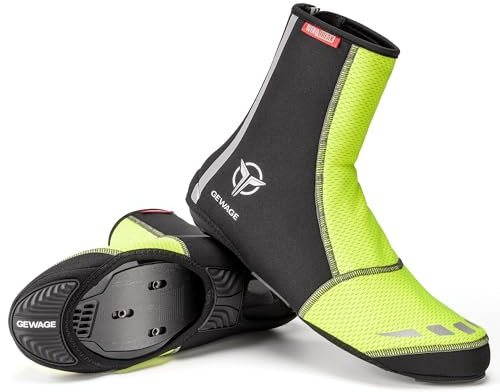 GEWAGE Fahrradschuhe Überschuhe, Unisex Warmhalte Schuhüberzieher mit Reflektierenden Streifen für MTB und Rennrad
