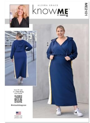 KNOW ME Sewing Pattern ME2101K5 Misses' Knit Top and Skirt by Alisha Grace K5 (8-10-12-14-16)