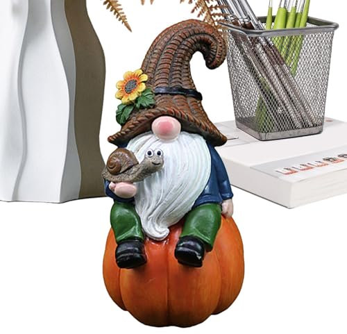 Nains d'automne pour décoration saisonnière – 15 cm – Nains de jardin d'Halloween en résine – Charmante statue suédoise Tomte pour l'automne esthétique intérieure et extérieure