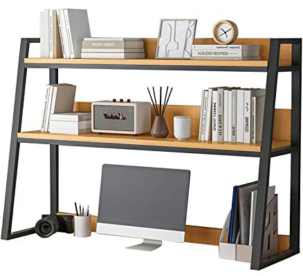 Industrial 2 Tier Desk Shelf Stand nizer for Computer Desk Multifunctional Ladder Bookshelf Display Shelf