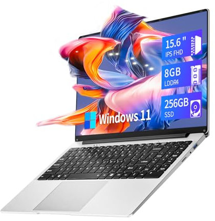 KUMNOSAL Ordenador Portátil de 15,6 Pulgadas, Celeron N4000 Procesador PC Portátil 8GB RAM, 256GB SSD, Pantalla IPS FHD 1080P, Convertible a 180°, BT, USB 3.0, HDMI, Ranura para Tarjeta TF/Wi-Fi