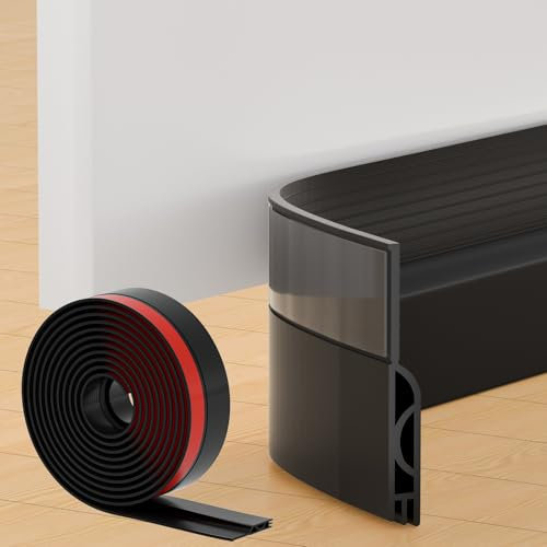 Türdichtung Zugluftstopper für Türen, NEU Türdichtung Unten Selbstklebend Tür Zugluftstopper, Silikon Haustür Dichtung Luftzugstopper, für Schallschutz, Windschutz, Staubschut (2M,Schwarz)