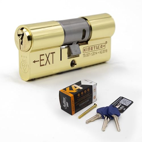 Fullex Kinetica+ K4 3* Euro Cylinder Door Lock - Brass, 35/35, 4 Keys