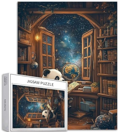 Roter Panda Lern-Astronomie-Puzzles für Erwachsene, Sternenhimmel, Hintergrund, Kunst-Puzzle, anspruchsvolle Familienaktivitäten, bunt, DIY-Bastelpuzzle für Heimdekoration, Geschenke, 50 x 70 cm