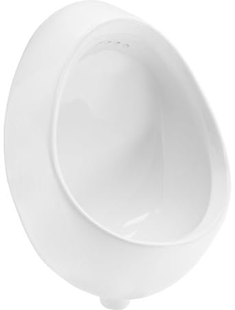 LuxeBath Urinal Weiß Zulauf von hinten, Hochwertige Keramik Pinkelbecken, Modernes Design Pissoir, 35 x 46 x 30 cm, oval, Spülrand geschlossen, Senkrechter Ablauf, WC-Urinal Absaugeurinal Urinalbecken