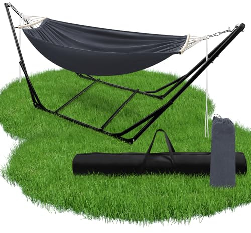 Peviasot Hängematte mit Klappbarem Gestell, Outdoor Hängesessel aus Metallgestell mit Tragetasche bis 150 kg