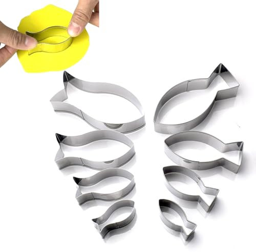 D.X&PZLS 8 Pcs Fish Fondant Cutter Creative Fish Cookie Cutter for Kitchen Biscuit Baking Mould(Fork & Flat)