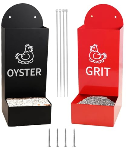Oyster Shell Feeder for Chickens, 2-Piece Chickens Grit, Leak-Proof Semi-Closed Dispenser Container Drinker for Outdoor Poultry Hens