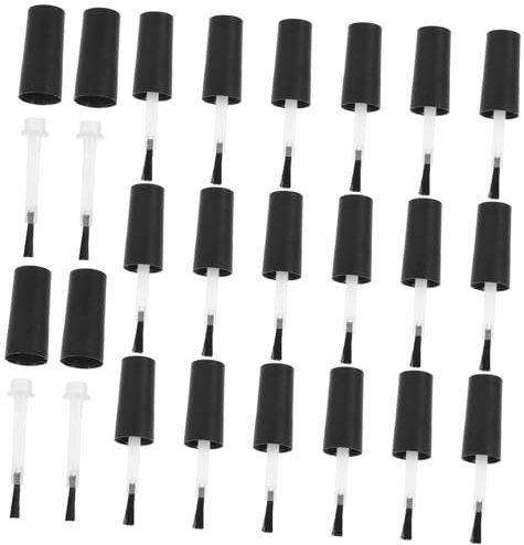 iplusmile Nail Polish Brush Replacement 20pcs Set Black Caps 10ml Liquid Gel Polish Bottle Brushes for Diy Manicure and Nail Art