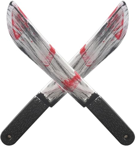 Pesoncarl 2 Pcs Halloween Knife, Realistic Bloody Butcher Knife Props, 2.2x15.7in Plastic Handheld Decorative Toy for Party, Prank, Cosplay, Decorations, Halloween 2025