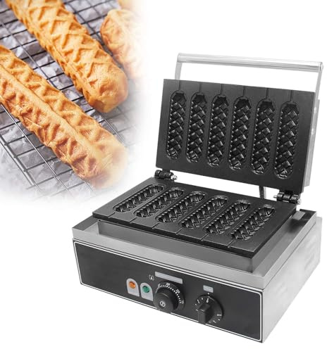 GXGSDM Máquina For Enrollar Perritos Calientes De 1550 W, Fabricante Comercial De Perritos Calientes, Control De Temperatura De 50-300 °C, Revestimiento Antiadherente, 6 Piezas 2-5 Minutos