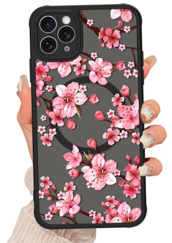 Fsoole Magnetic for iPhone 11 Pro Case for Women, Cherry Blossom
