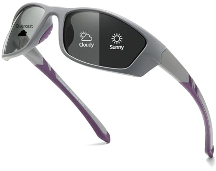 Myiaur Photochromic Running Sunglasses for Women Men Polarised UV400 | Anti Glare, Cycling Glasses, Wrap Around Frame for Cycling, Sports