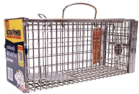 The Big Cheese Ultra Power Rat Trap Cage - Humane Rat Catcher for Rats, Squirrels, Mink – Heavy-Duty Galvanised Mesh, Easy Set-Up with Spring-Loaded Door & Transportation Handle – 36cm x 14cm x 16cm