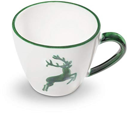 GMUNDNER KERAMIK Kaffeetasse Gourmet Füllmenge : 0.2 Liter grüner Hirsch Geschirr, handgemacht in Österreich