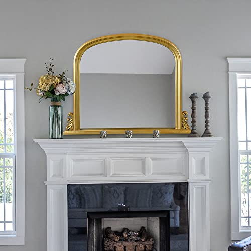 Mirror Spiegel, Antik-Optik, verziert, groß, 90 x 60 cm, silberfarben