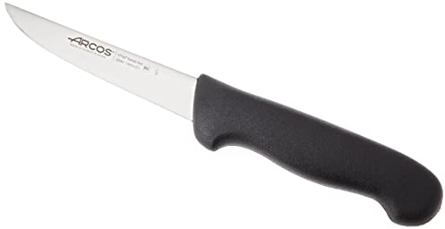 Arcos Cuchillo deshuesador con Hoja Acero Inoxidable Nitrum 130 mm. Cuchillo profesional para cortar huesos carne. Mango ergonómico polipropileno. Serie 2900. Color plateado.