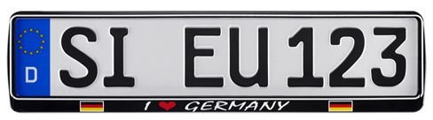 2St. I love Germany Kennzeichenhalter, Kennzeichenrahmen, Nummernschildhalter