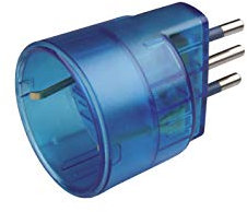 Poly Pool PP0433.9S PP0433.9 Adattatore con Spina Piccola e Presa Tedesca con Terra Laterale, Azzurro Trasparente, 1 PEZZO