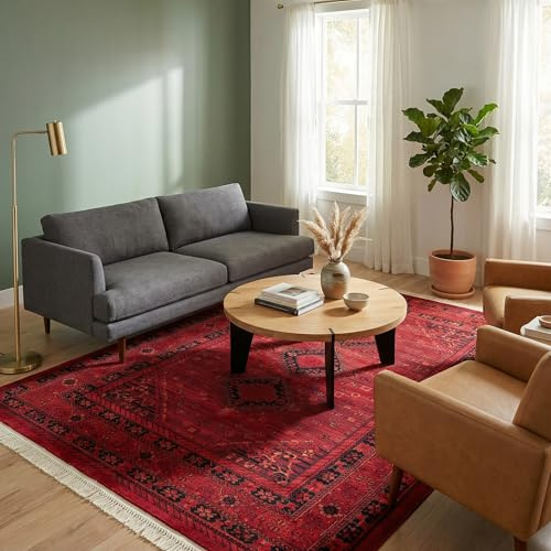 Unique Loom Tekke Collection Area Rug - Sheibani (5' 3 x 8' Rectangle, Red/ Black)