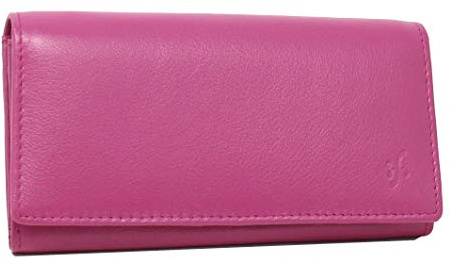 STARHIDE Signore di Lusso Morbido Lungo lembo di Vera Pelle Nappa sopra Borsa Multi Portafoglio Carta di Credito con 2 Interna Regalo Tasca con Zip in Scatola 5510 (Fucsia) Fuchsia