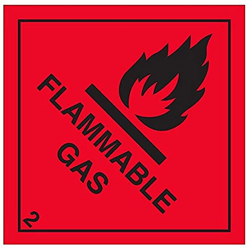 VSafety Warnschild mit Aufschrift „Flammable Gas“, quadratisch, 100 x 100 mm, selbstklebendes Vinyl