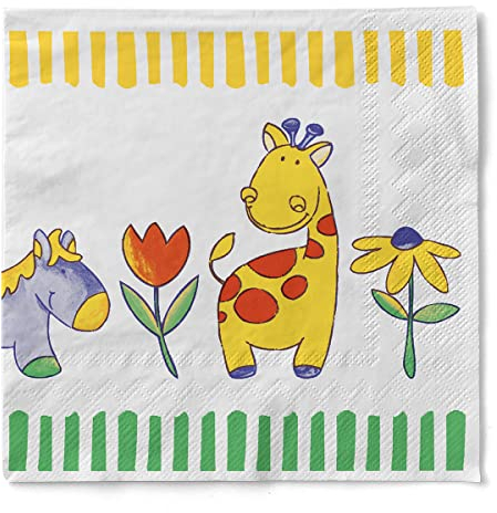 Sovie HORECA Serviette Bobby | Tissue 33x33 cm | Kinder bunt Geburtstag | Einmalgebrauch | 100 Stück