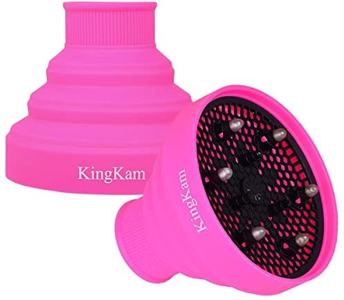 Collapsible Silicone Hair Dryer Diffuser - Travel and Easy Storage - Fit Most Hair Dryers with Nozzle Diameter D-1.575Inch to 1.968 Inch (4-5cm) - Pink