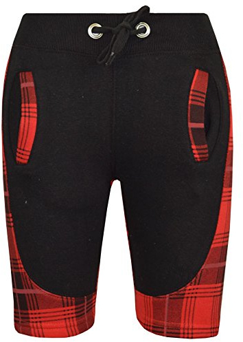 A2Z 4 Kids Boys Girls Camouflage Print Contrast Panel Fleece Chino - Shorts Contrast Panel Tartan Red 13