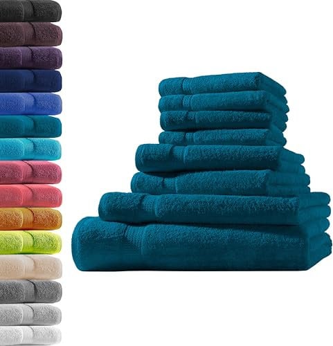 1x Badetuch + 1x Duschtuch + 2X Handtuch + 4X Gästetuch | Petrol | 100% Baumwolle Frottier | Oeko-TEX® Standard 100 | Premium Qualität 500 g/m²