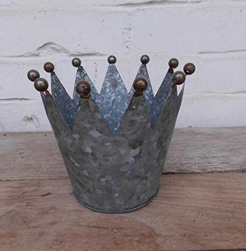 Deko-Krone Kugelspitzen Übertopf Windlicht Teelichthalter Eisen Silber