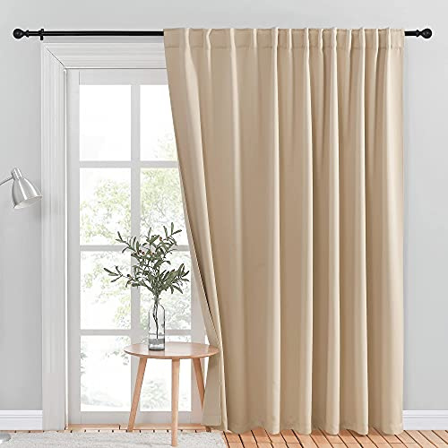 NICETOWN Blackout Sliding Glass Door Curtains, Patio Door Blinds, Luxury Home Room Darkening Curtains for Villa/Hall, Slider Blinds for Bedroom (Cream Beige, 100x 84)