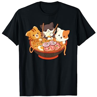 Kawaii Cute Anime Cats Otaku Japanese Ramen Noodles Gift T-Shirt