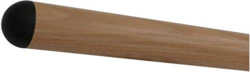 TIBU Buche Holz Handlauf Geländer 30-500cm mit schwarzen Endstücken Wandhandlauf Wand Treppe, Länge 2400 mm / 240 cm / 2,4 m und Enden halbrunde schwarze Endkappe