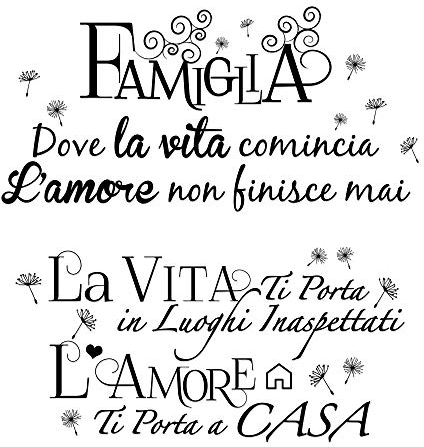 2 Set Italienische Wandaufkleber Wandbilder Famiglia+La Vita ti porta