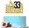 Happy 33rd Birthday Cake Topper - Thirty three-year-old Cake Topper, 33rd Birthday Cake Decoration, 33rd Birthday Party Decoration (Gold and Black)
