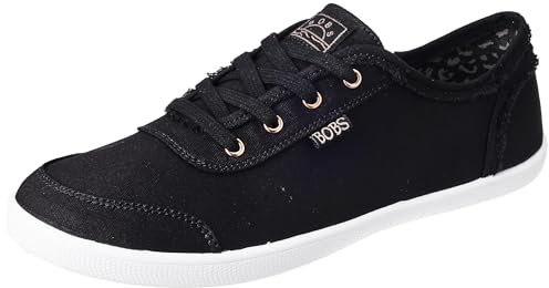 Skechers Women's Bobs B Cute Sneaker – Memory Foam, Flexible Outsole, Lightweight Vegan Shoes, Black, 5.5 UK