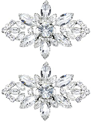 2 STÜCKE Metall Shiny Strass Hochzeit Schuhclips Kristall Party Shone Schnallen für Braut