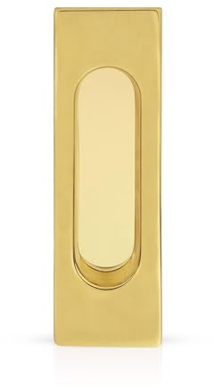 JUVA Maniglia a conchiglia per porta scorrevole, rettangolare, in ottone lucido, 3663 | 125 x 40 mm | Maniglia di ingresso vintage per porte e cassetti | 1 pezzo