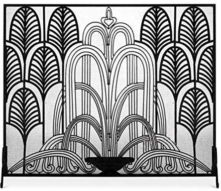 Kaminschutz ABL Freistehend Kamin Bildschirm, Einfeld-Funkenschutz Net, Wohnzimmer-Dekoration, Kinderschutzzaun, 92X81CM