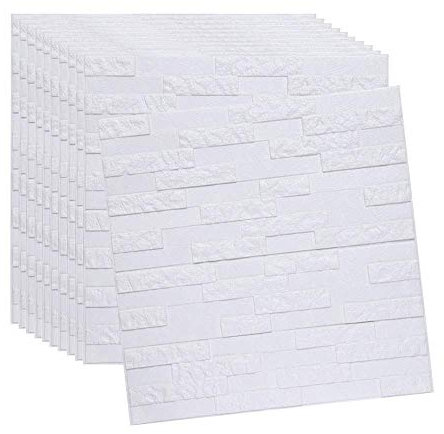 MU Lavadores de Papel Tapiz 3D, Paneles de Pared Autoadhesivos para Interiores Decoración de Pared Blanco Papel Pintado de Ladrillo 60 X 60 cm,15 Piezas,15 Piezas
